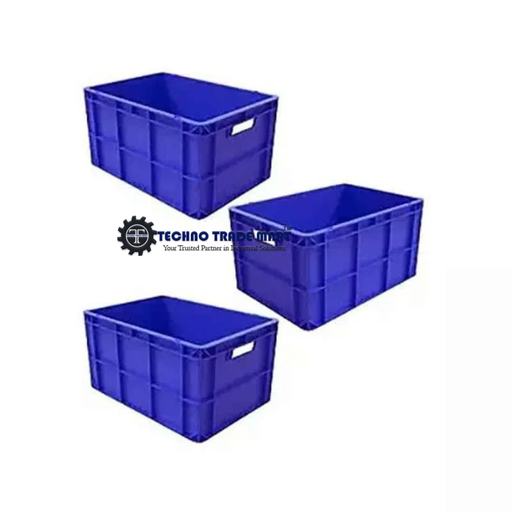 Plastic Blue Rectangular Multipurpose Crate for Large Storage Singhal 30kg (Pack of 3)